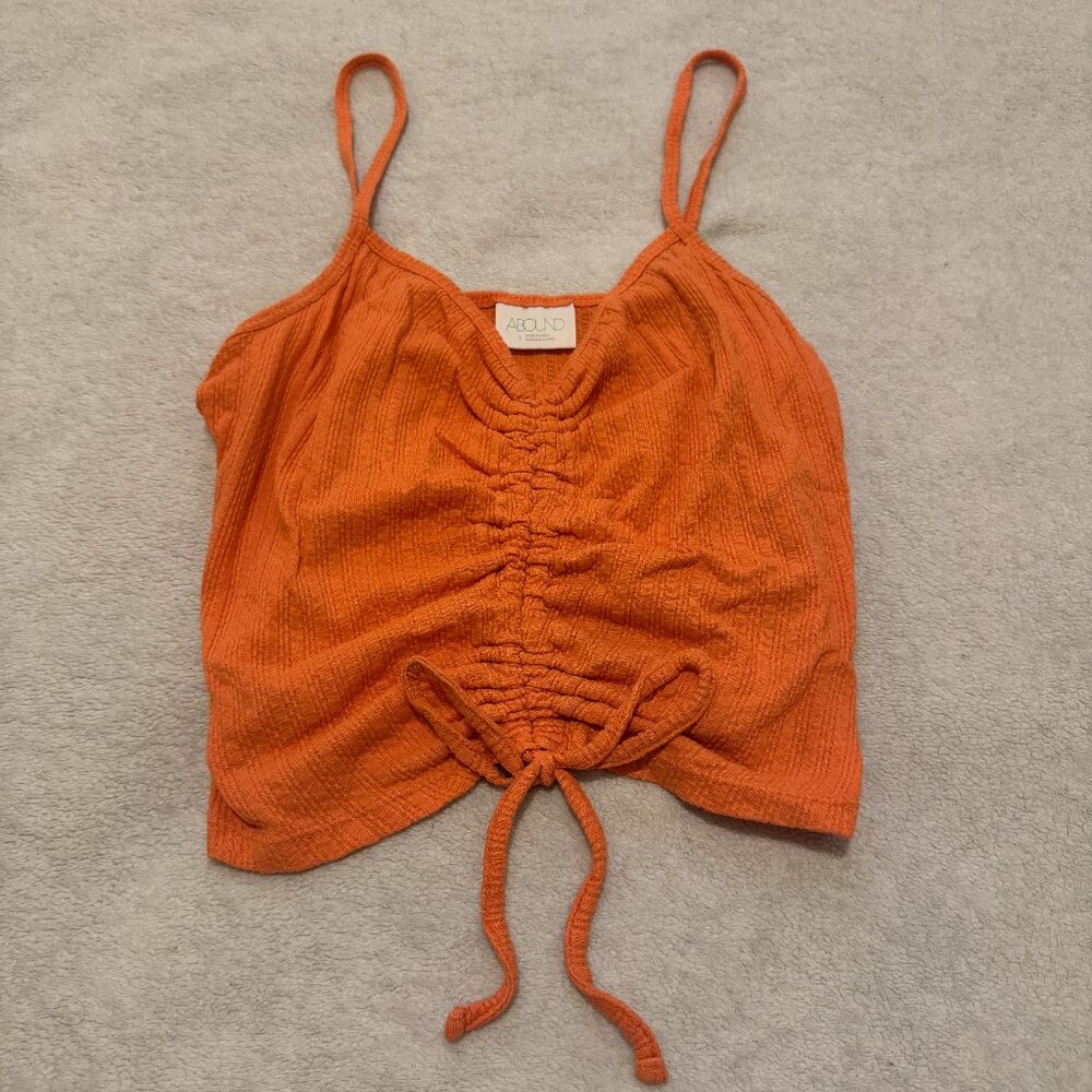 NWT Coral Ruched Front Cinch Ribbed Knit Cami Tank Top - Size Small